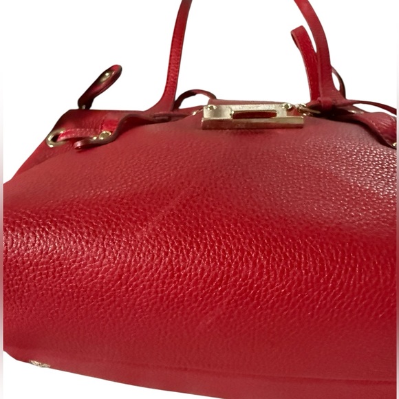 Jimmy Choo Cherry Red Pebbled Leather Shoulder Bag with Gold Hardware - Picture 10 of 10